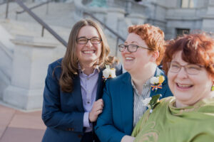 couple smiling after library of congress wedding in washington